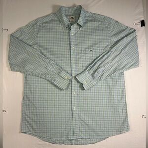 Lacoste Shirt Mens 44 Made in Peru Check Long Sleeve Logo Preppy Button Up